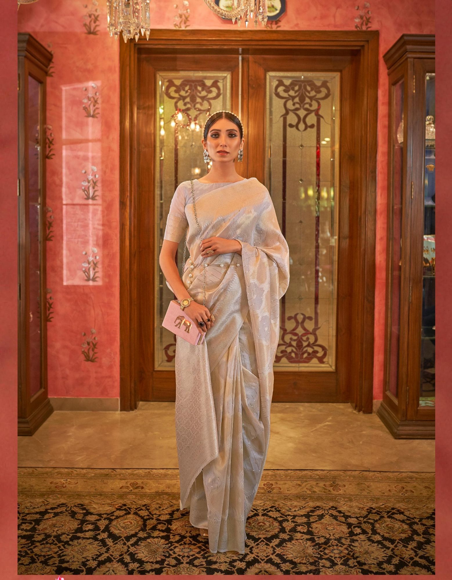 Banarasi Tissue Silk All Over Rich Zari Weaved Sequence Work Saree