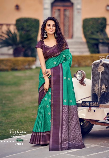 Image of Banarasi Handloom Soft Cotton Check Weaved Saree