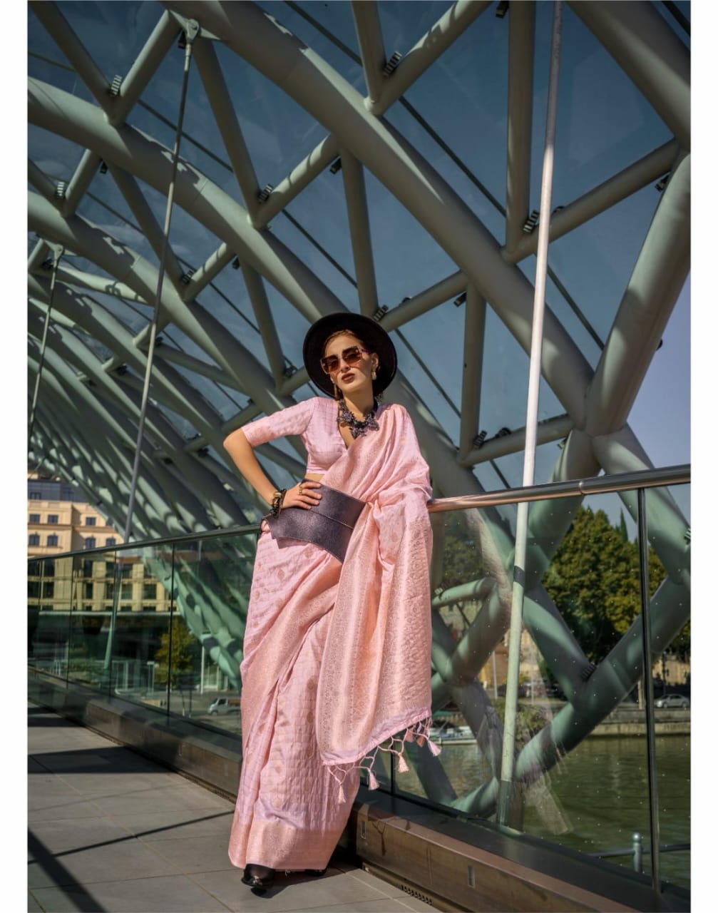 Baby Pink Pure Handloom Banarasi Silk Rich Zari Weaved Saree