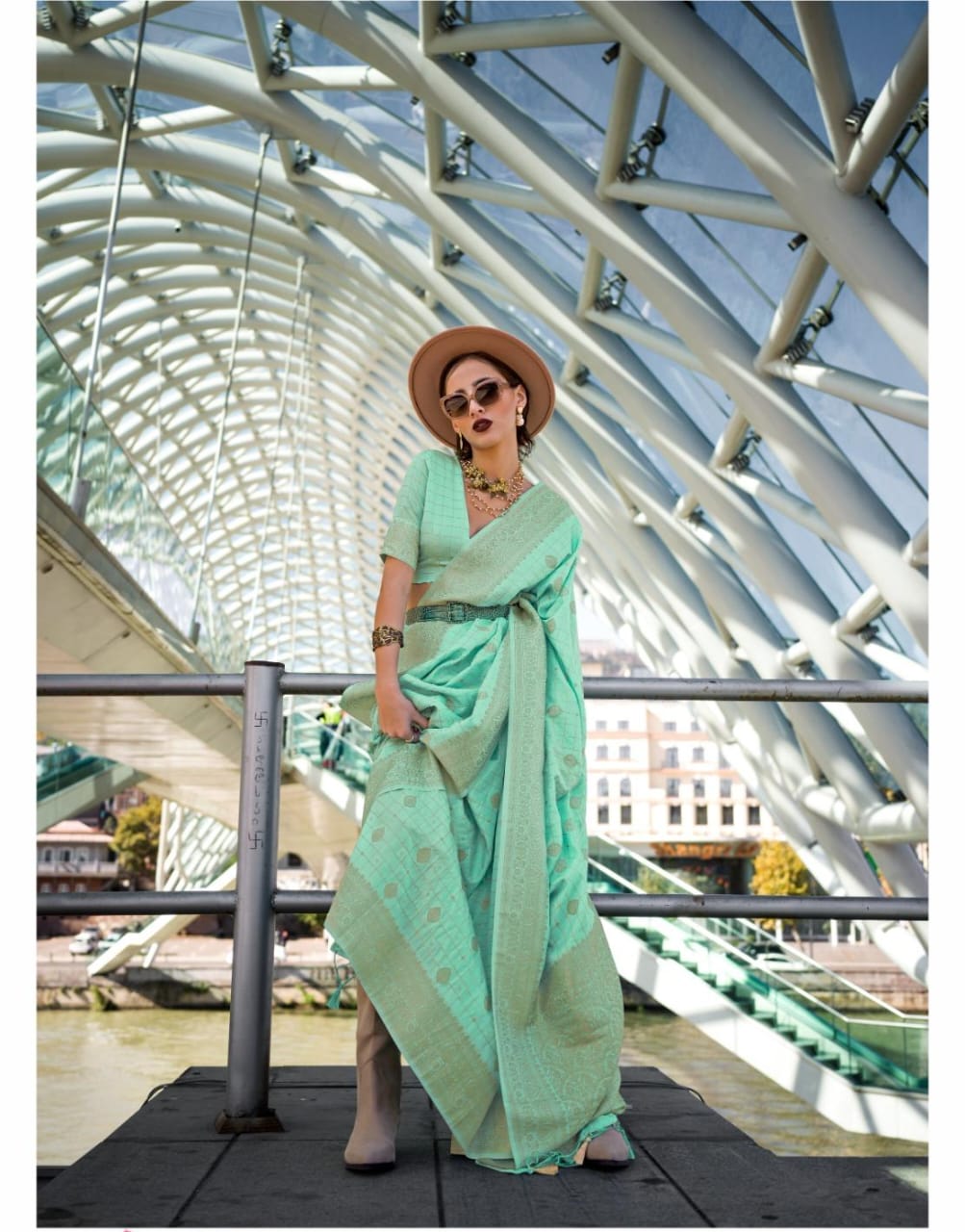 C-Green Pure Handloom Banarasi Silk Rich Zari Weaved Saree