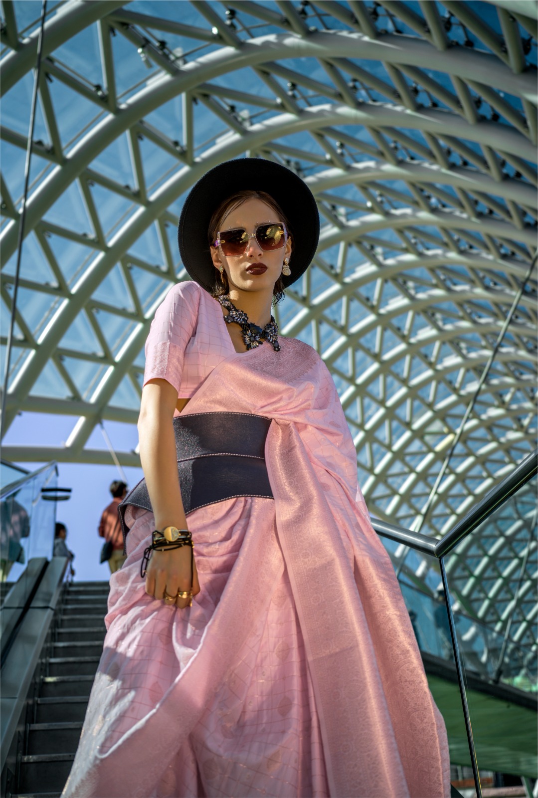 Baby Pink Pure Handloom Banarasi Silk Rich Zari Weaved Saree