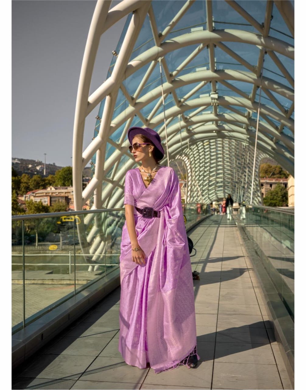 Purple Pure Handloom Banarasi Silk Rich Zari Weaved Saree