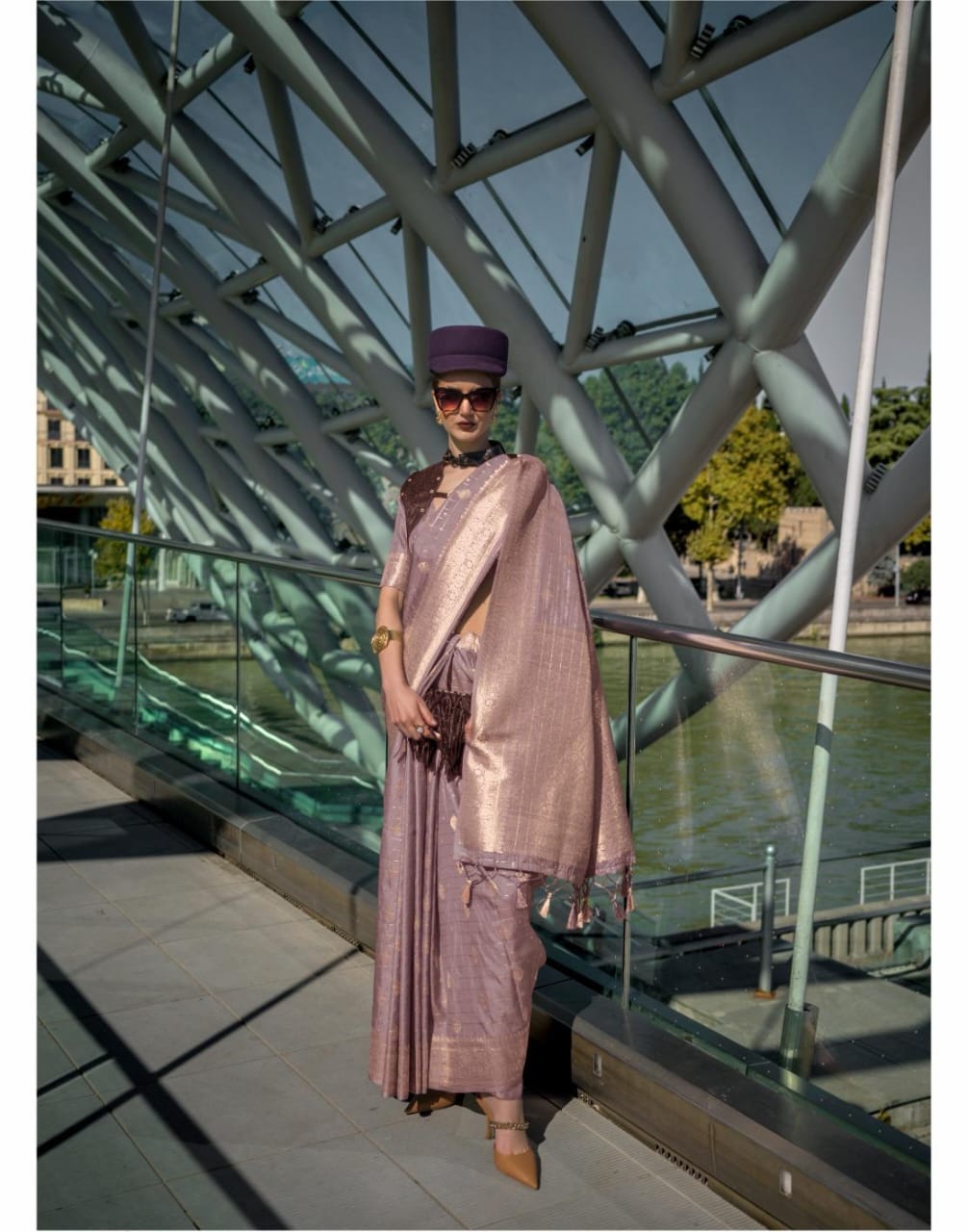 Pyazi Pure Handloom Banarasi Silk Rich Zari Weaved Saree