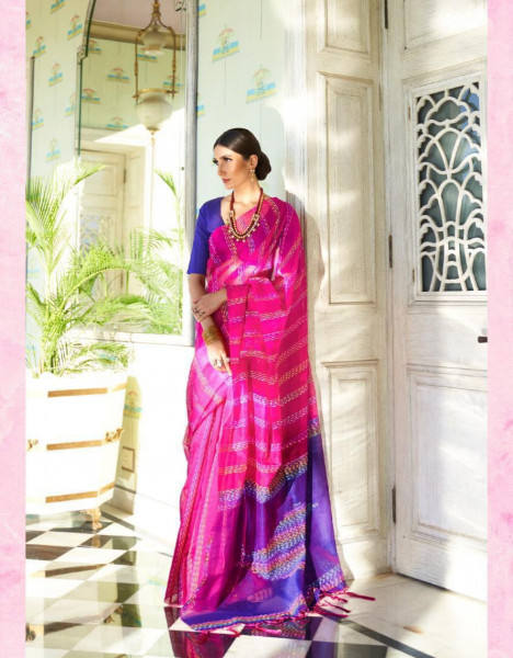 Image of Raani Pure Chanderi Cotton Multi Color Tye And Dye Thread Work Pattu Border Saree