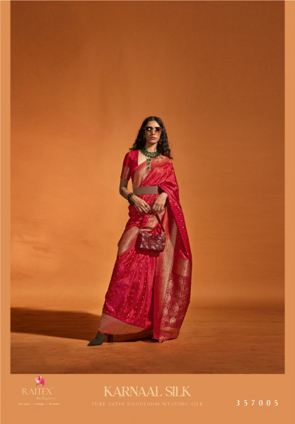Image of Red Pure Banarasi Satin Handloom Zari Weaving Silk Saree