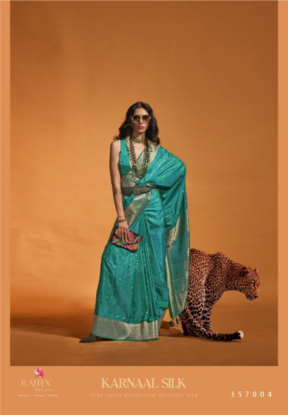 Image of C-Green Pure Banarasi Satin Handloom Zari Weaving Silk Saree