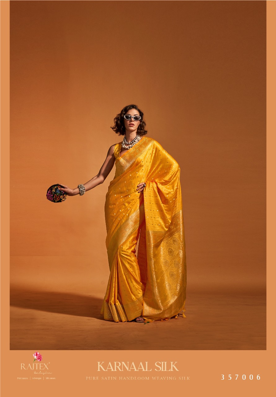 Gold Pure Banarasi Satin Handloom Zari Weaving Silk Saree