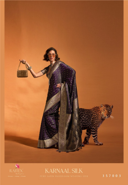 Image of Purple Pure Banarasi Satin Handloom Zari Weaving Silk Saree