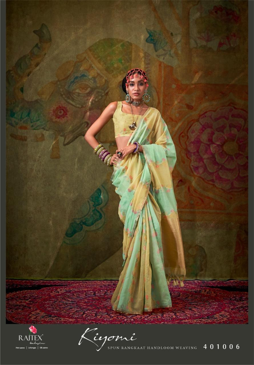 Mint Green Multi Pure Spun Rangkaat Weaving Rich Pallu Floral Body Saree