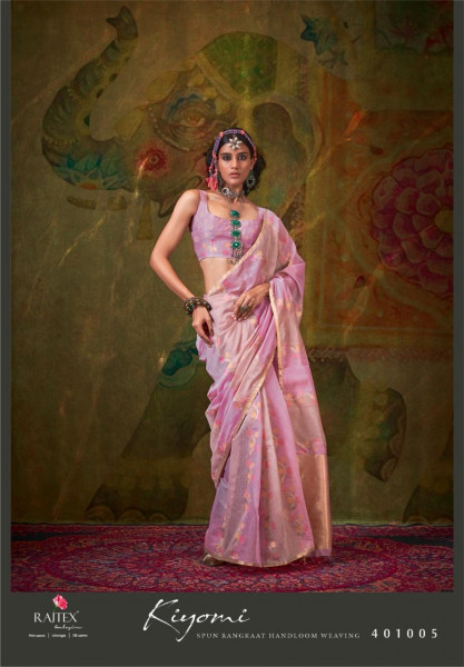 Image of Purple Multi Pure Spun Rangkaat Weaving Rich Pallu Floral Body Saree