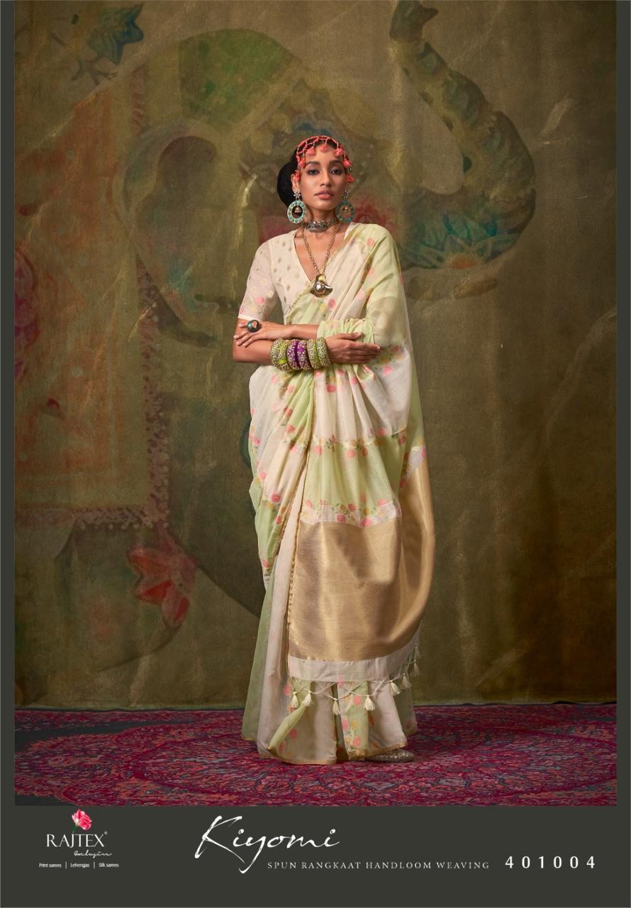 Cream Multi Pure Spun Rangkaat Weaving Rich Pallu Floral Body Saree