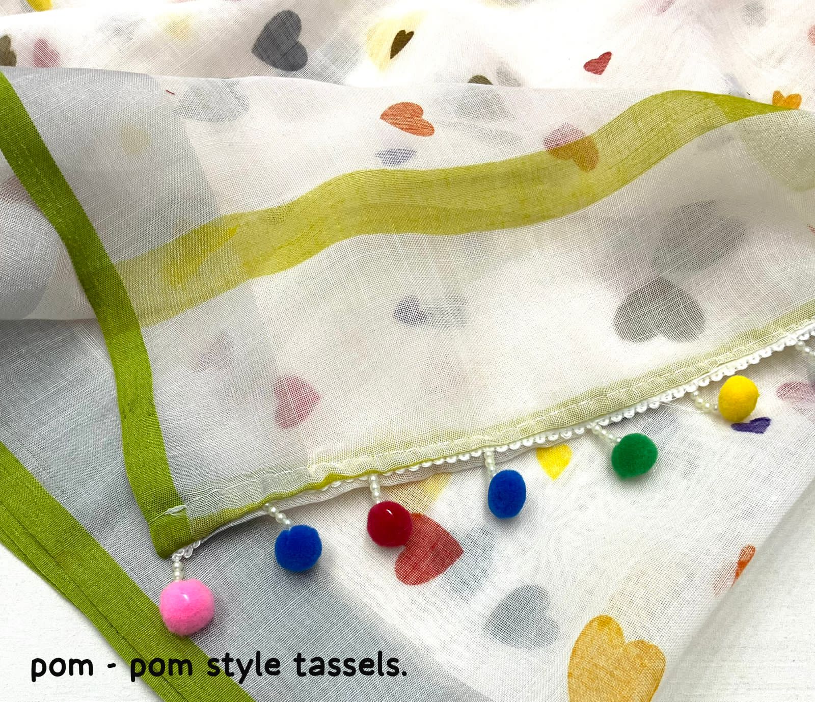 White Pure Soft Linen All Over Heart Digital Printed Saree