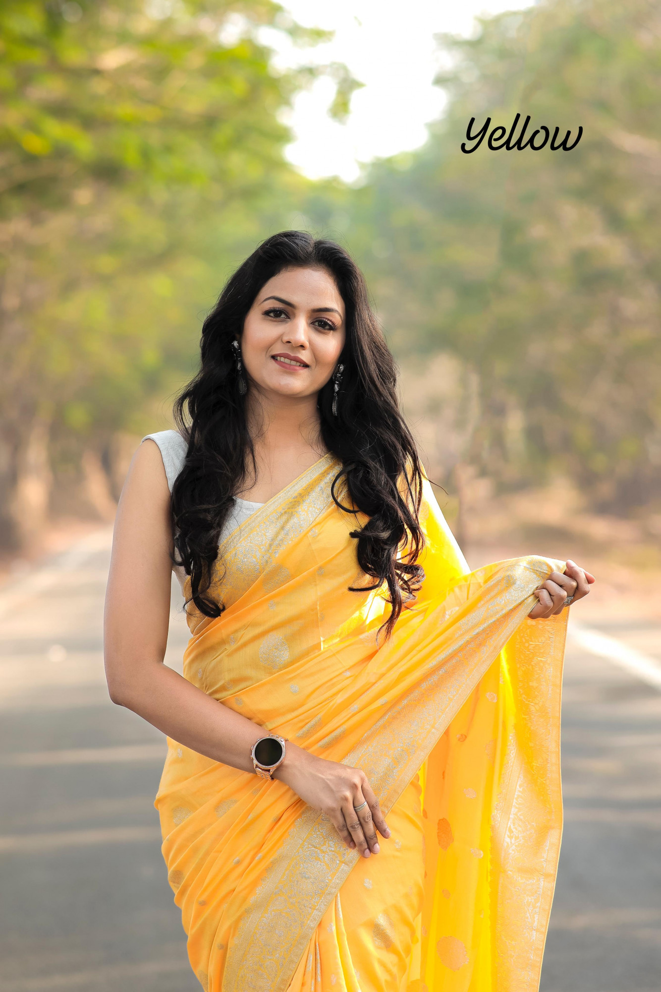 Yellow Banarasi Cotton Silk Zari Weaved Body Pallu Border Saree