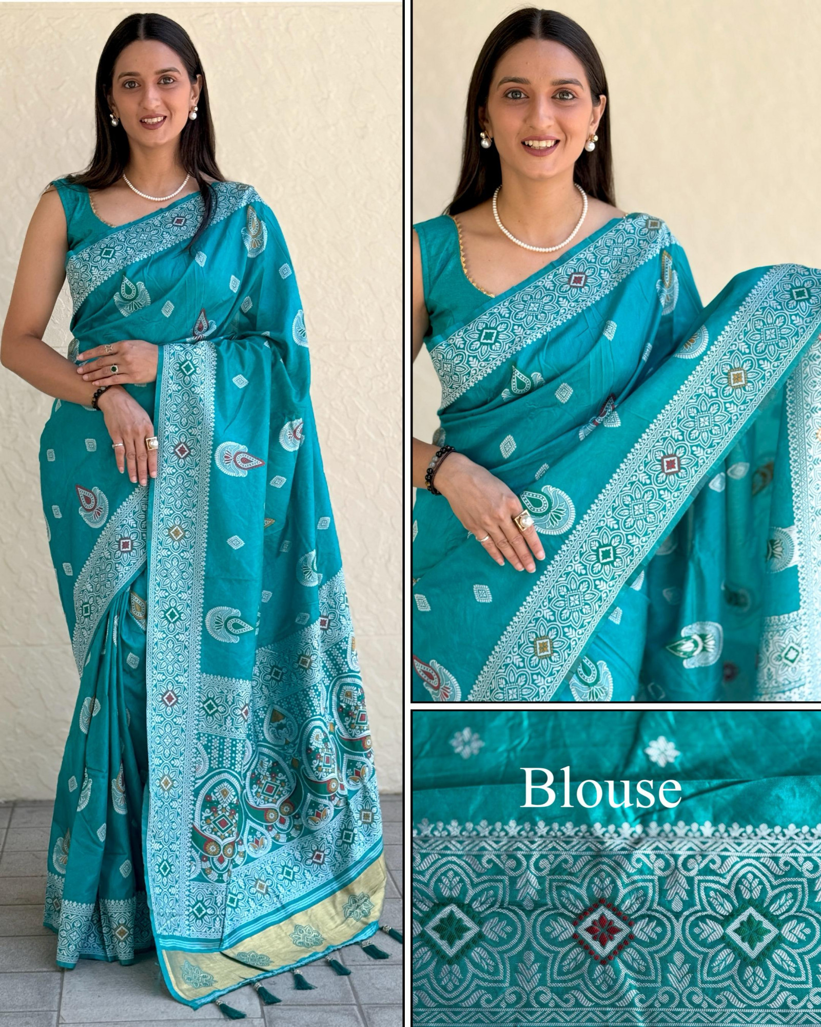 C-Green Pure Muslin Silk Rich Meenakari Weaved Body Pallu Border Saree