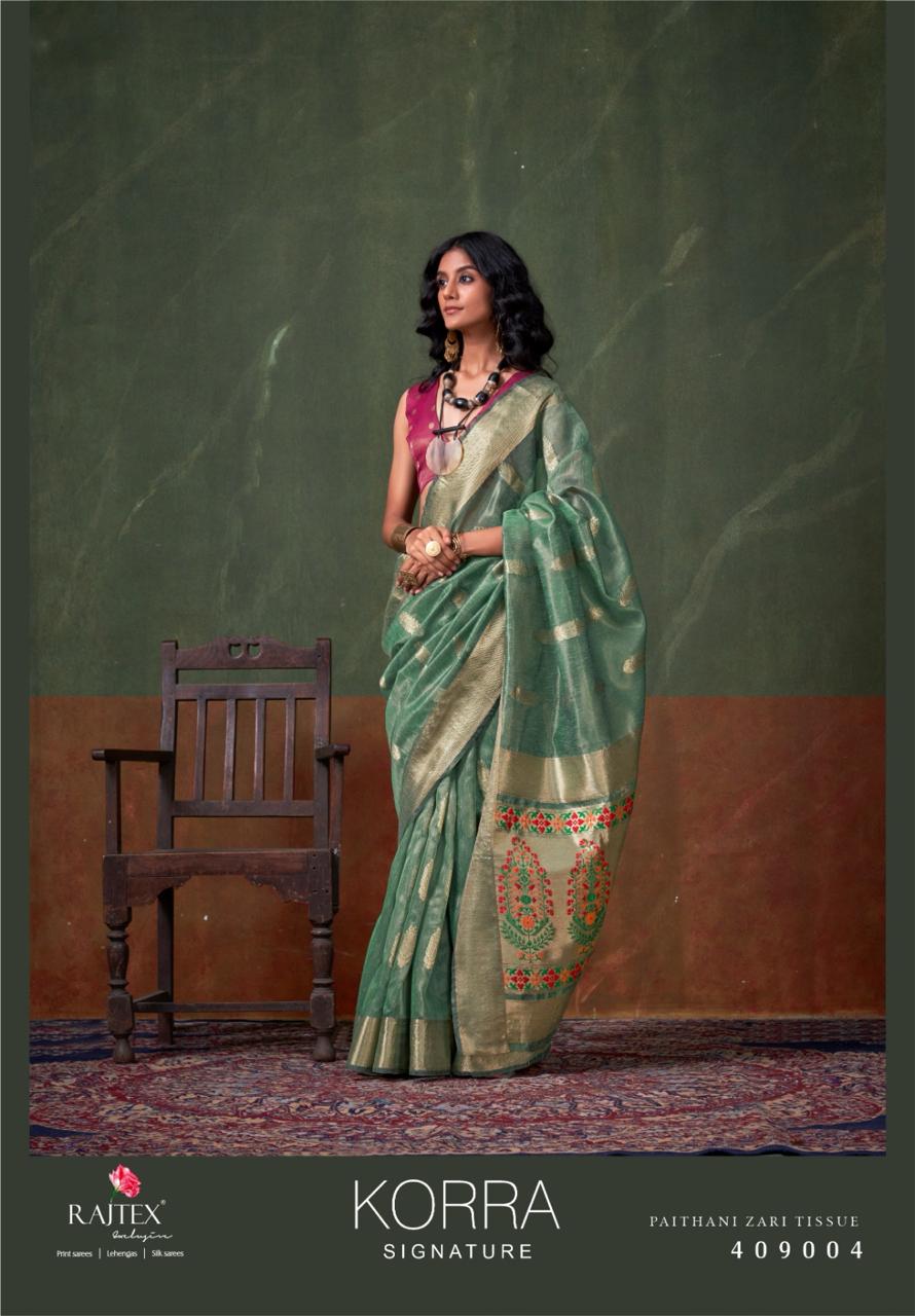 C-Green Pure Handloom Paithani Zari Tissue Silk Weaved Saree