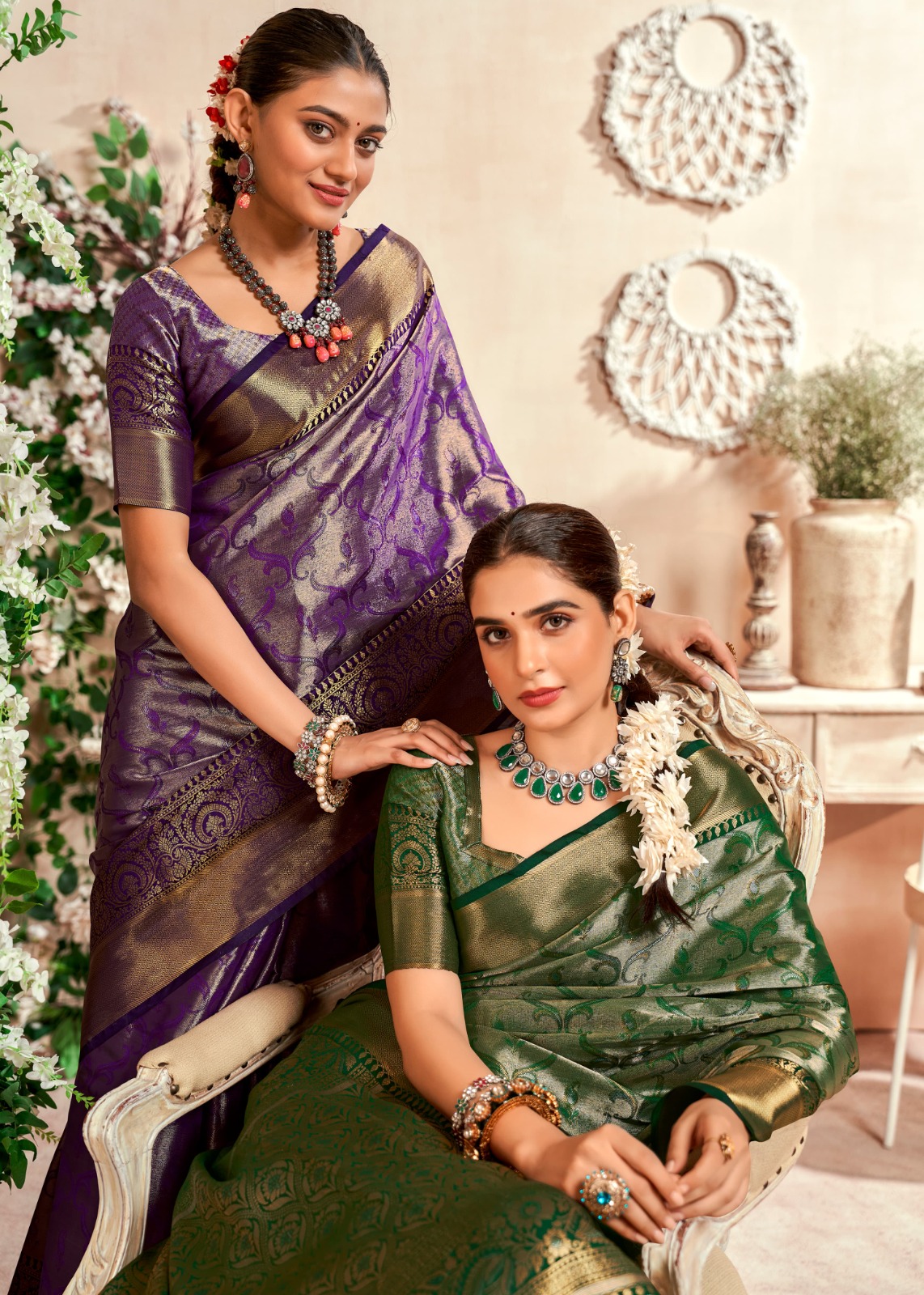 Green Pure Dharmavaram Silk All Over Rich Zari Weaved Saree