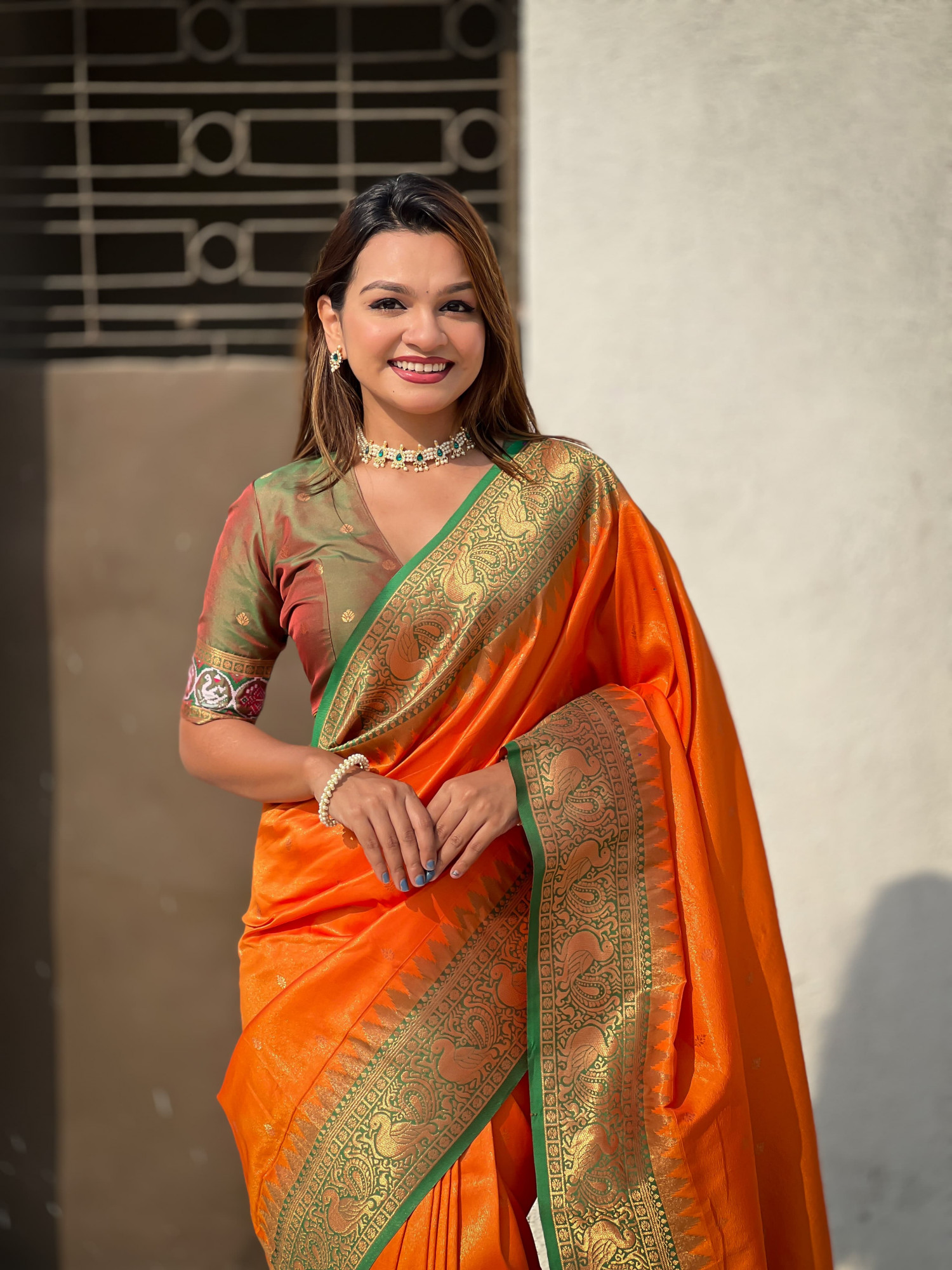 Orange Pure Tissue Kanjivaram Rich Zari Weaved Body Patola Weaved Pallu Saree