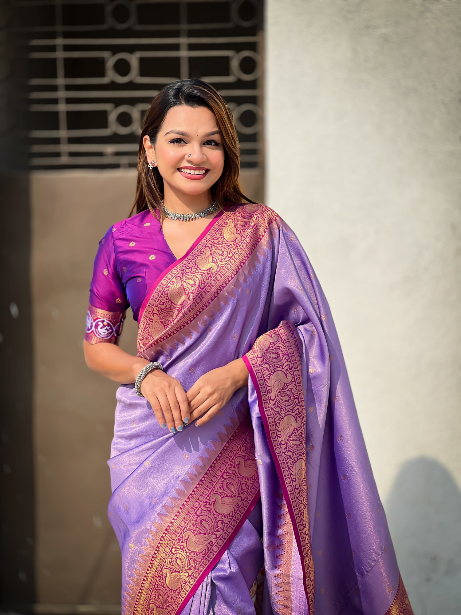 Lavender Pure Tissue Kanjivaram Rich Zari Weaved Body Patola Weaved Pallu Saree