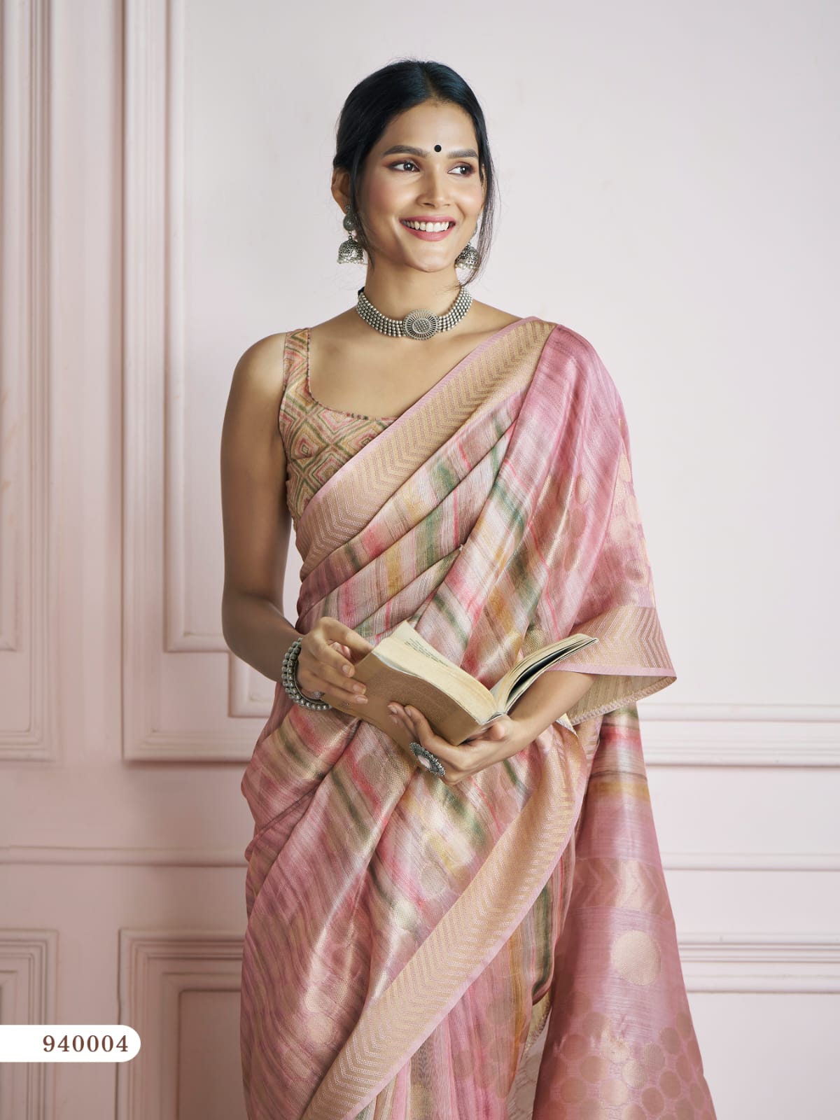 Pink Shaded Pure Handloom Khadi Silk Digital Printed Saree