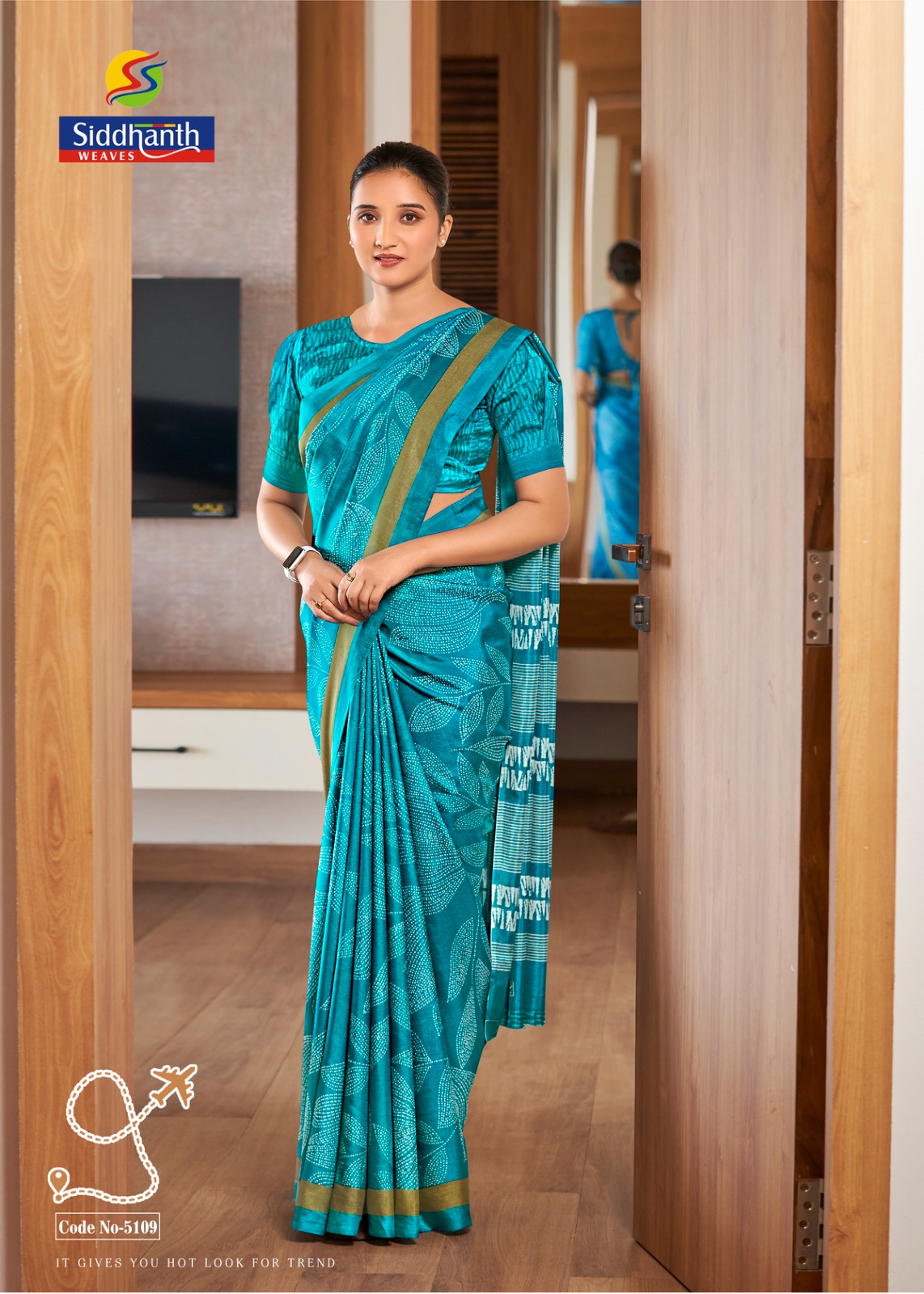C-Green Mulberry Silk Digital Printed Saree With Contrast Border Blouse