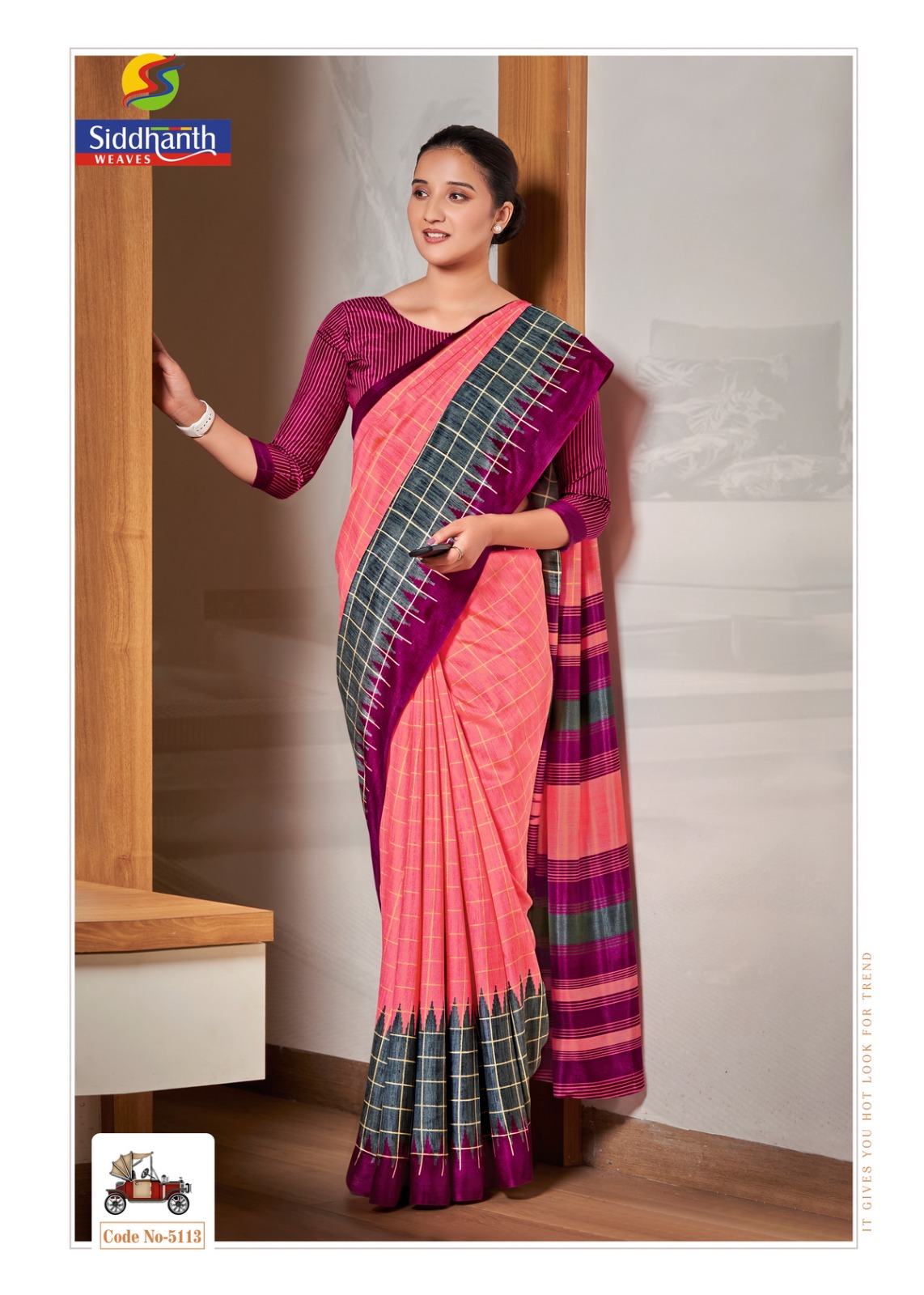 Baby Pink Mulberry Silk Digital Printed Saree With Contrast Border Blouse