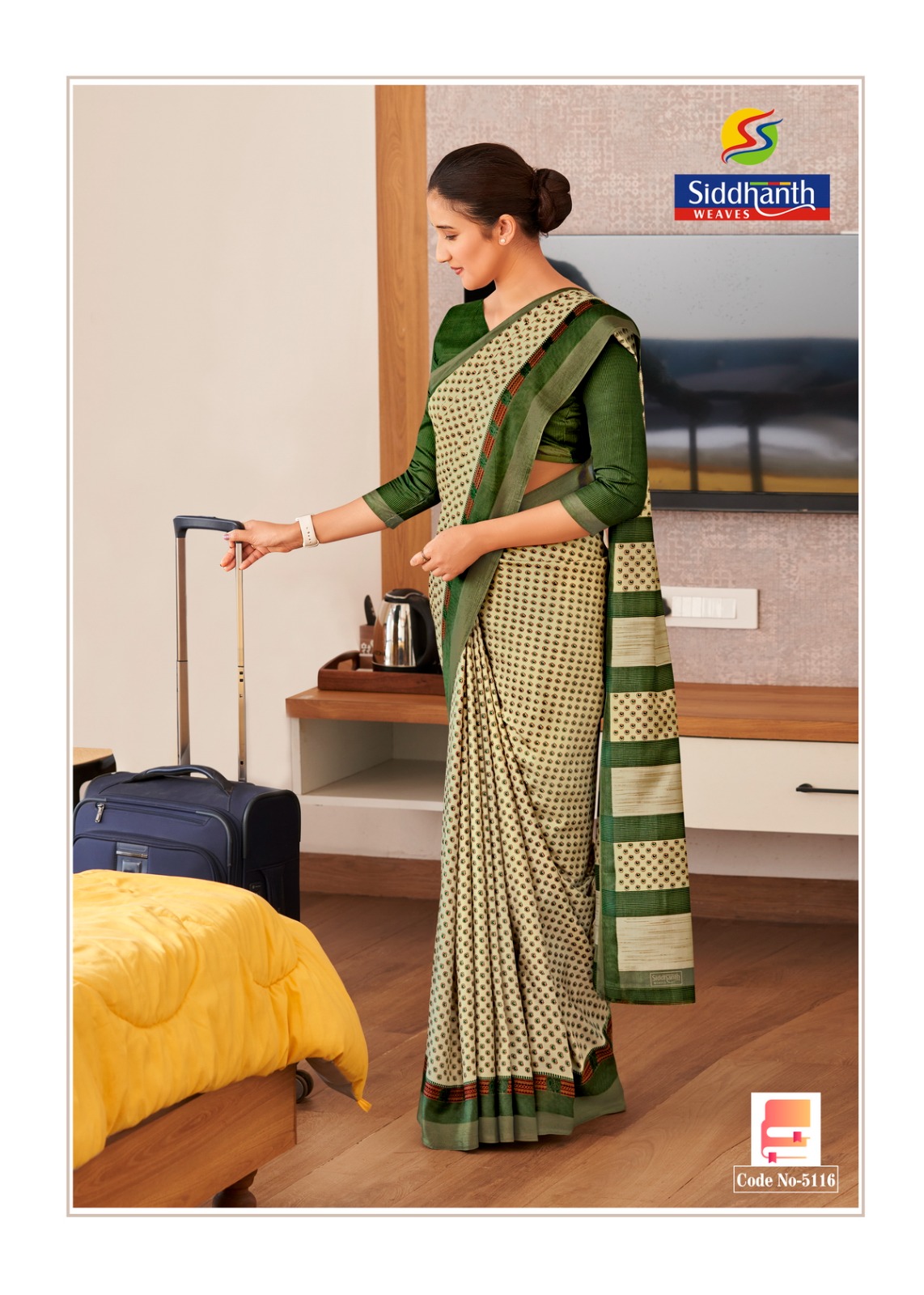 Bottle Green Mulberry Silk Digital Printed Saree With Contrast Border Blouse