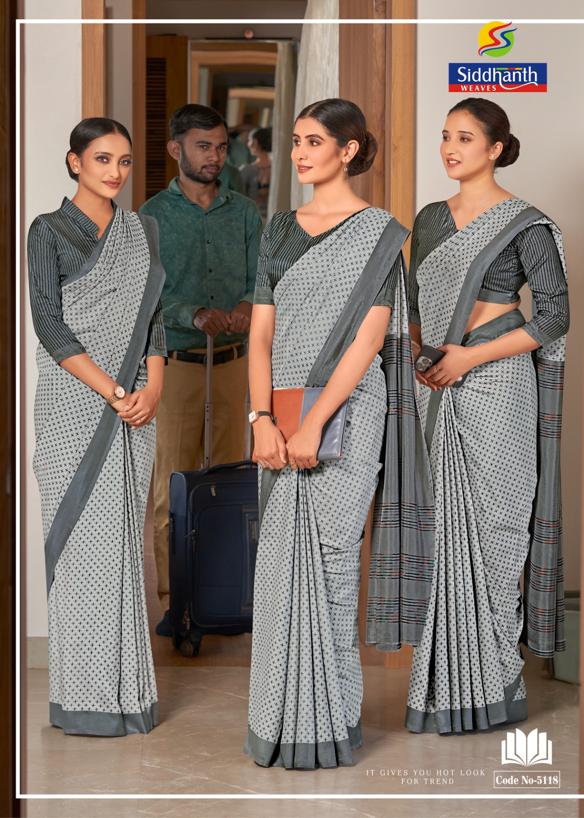 Gray Mulberry Silk Digital Printed Saree With Contrast Border Blouse