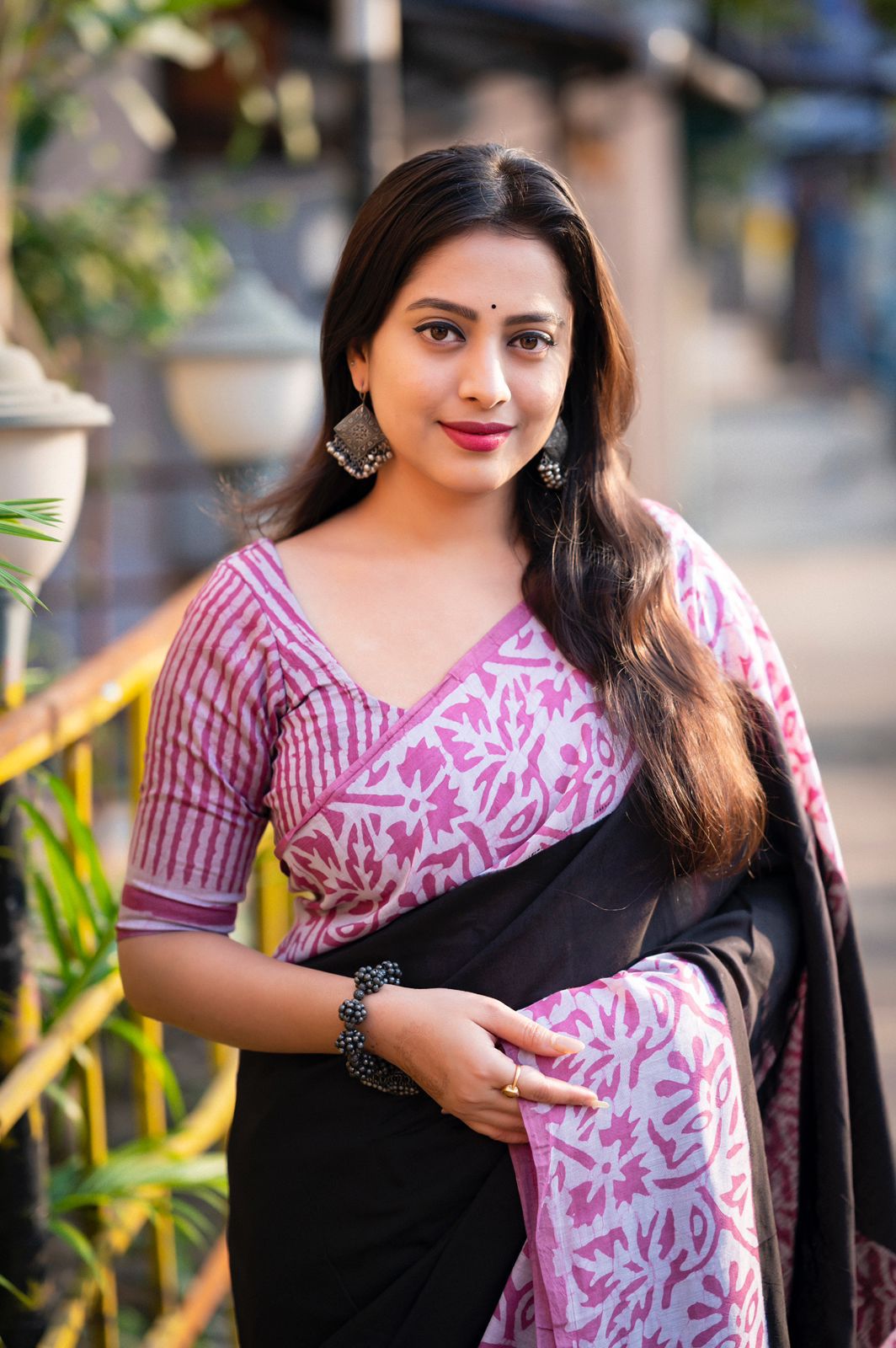 Dusty Pink Pure Chanderi Cotton Bagru Block Printed Saree