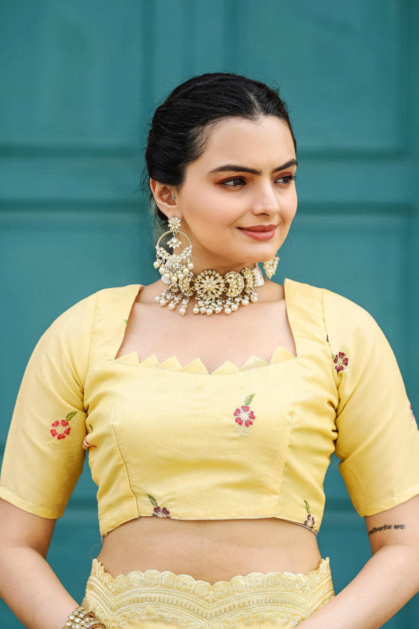 Light Yellow Tussar Cotton Dobby Floral Sequence Embroidery Cut Work Saree