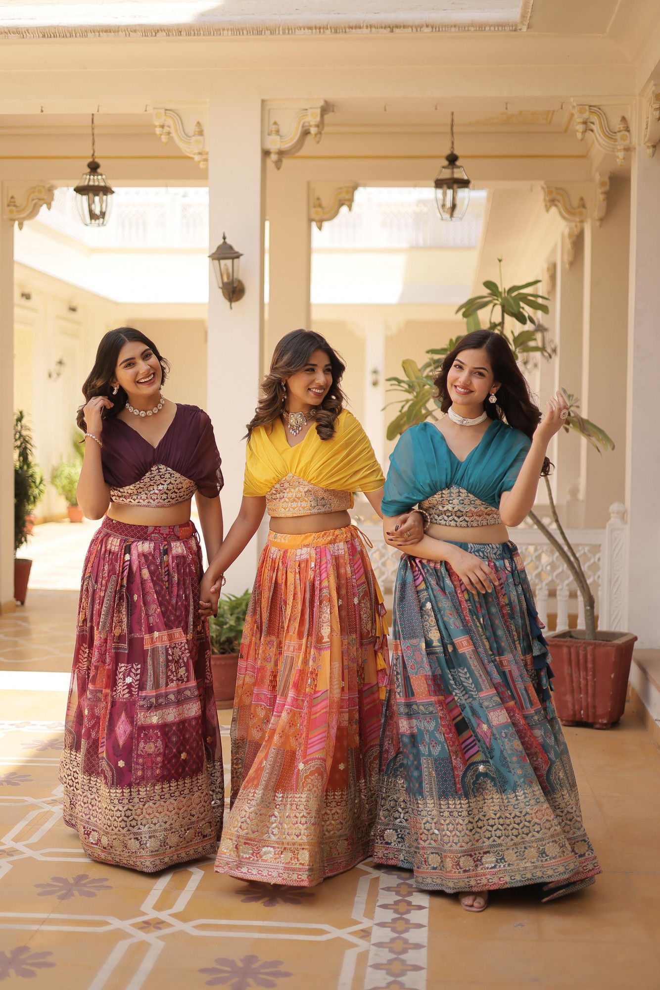 Teal Multi Russian Silk Printed Cum Embroidery Stitched Lehenga