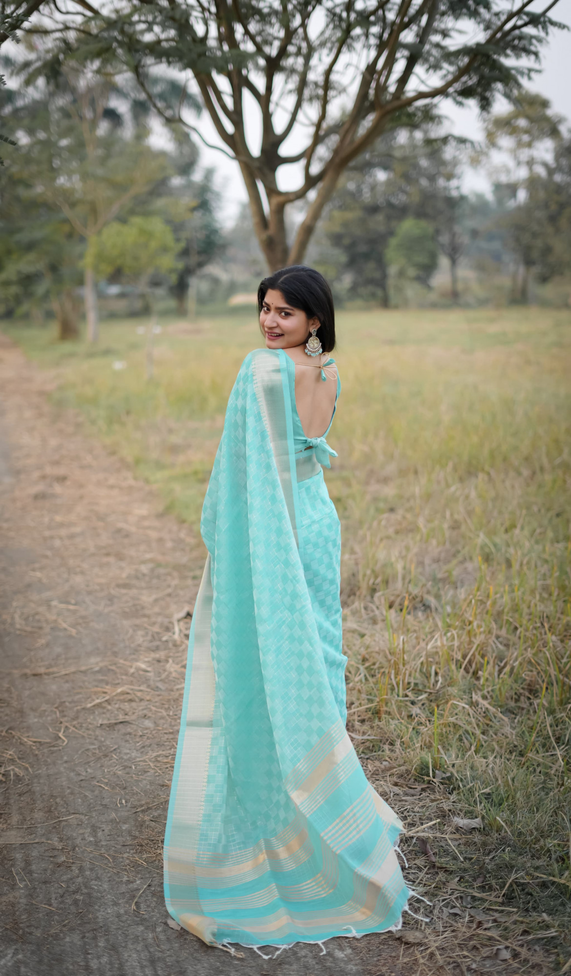 SKy Blue Soft Kalyani Silk All Over Weaved Zari Check With Rich Pallu Border Saree