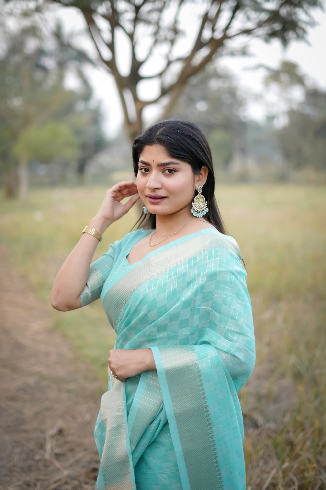 SKy Blue Soft Kalyani Silk All Over Weaved Zari Check With Rich Pallu Border Saree