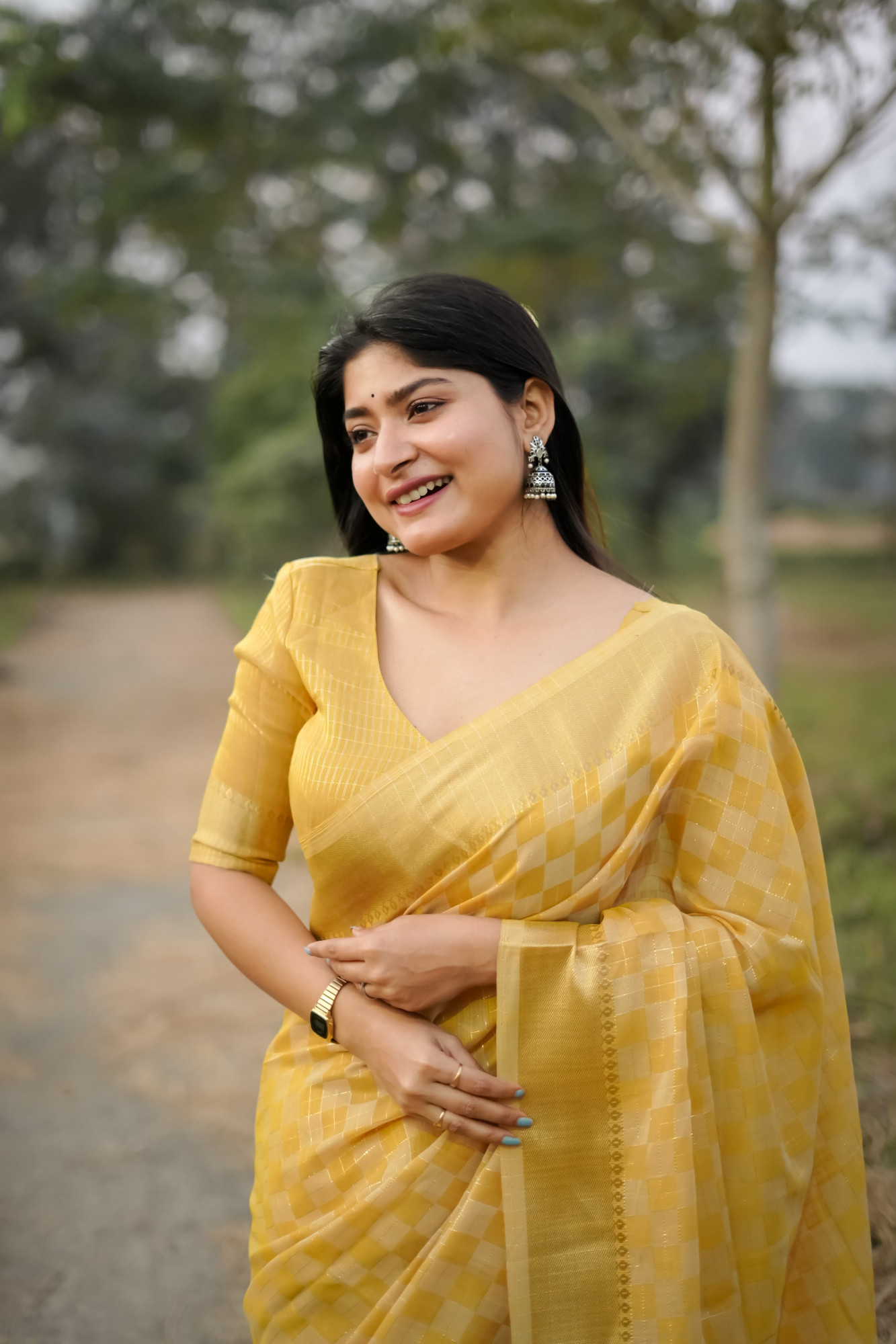 Yellow Soft Kalyani Silk All Over Weaved Zari Check With Rich Pallu Border Saree