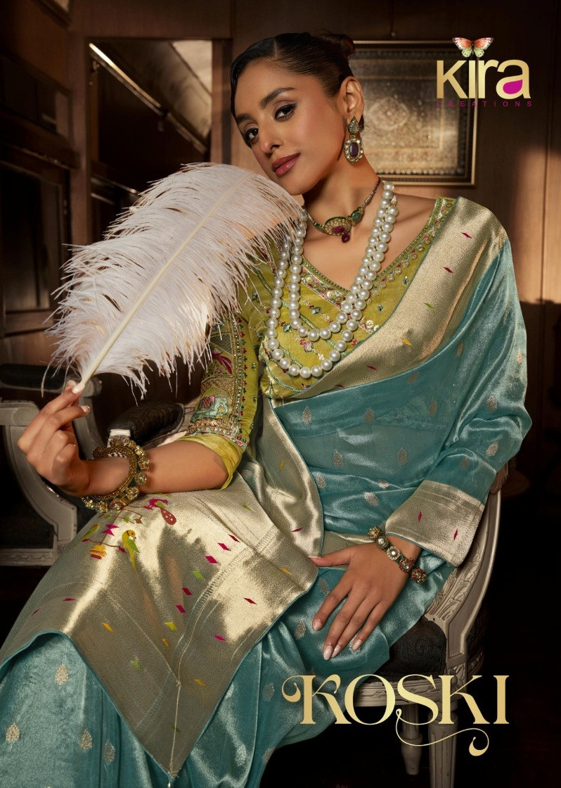 C-Green Pure Luxury Tissue Paithani Silk Rich Zari Weaved Body Gorgeous Pallu Border Saree