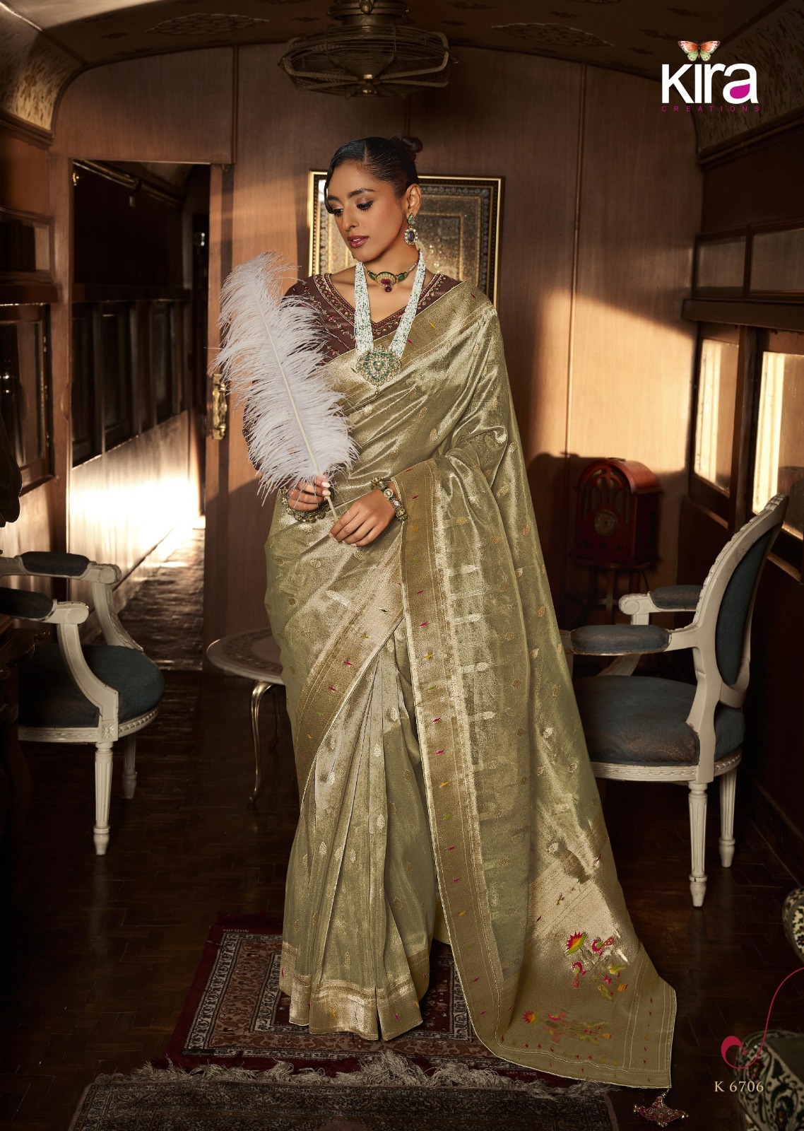 Beige Pure Luxury Tissue Paithani Silk Rich Zari Weaved Body Gorgeous Pallu Border Saree