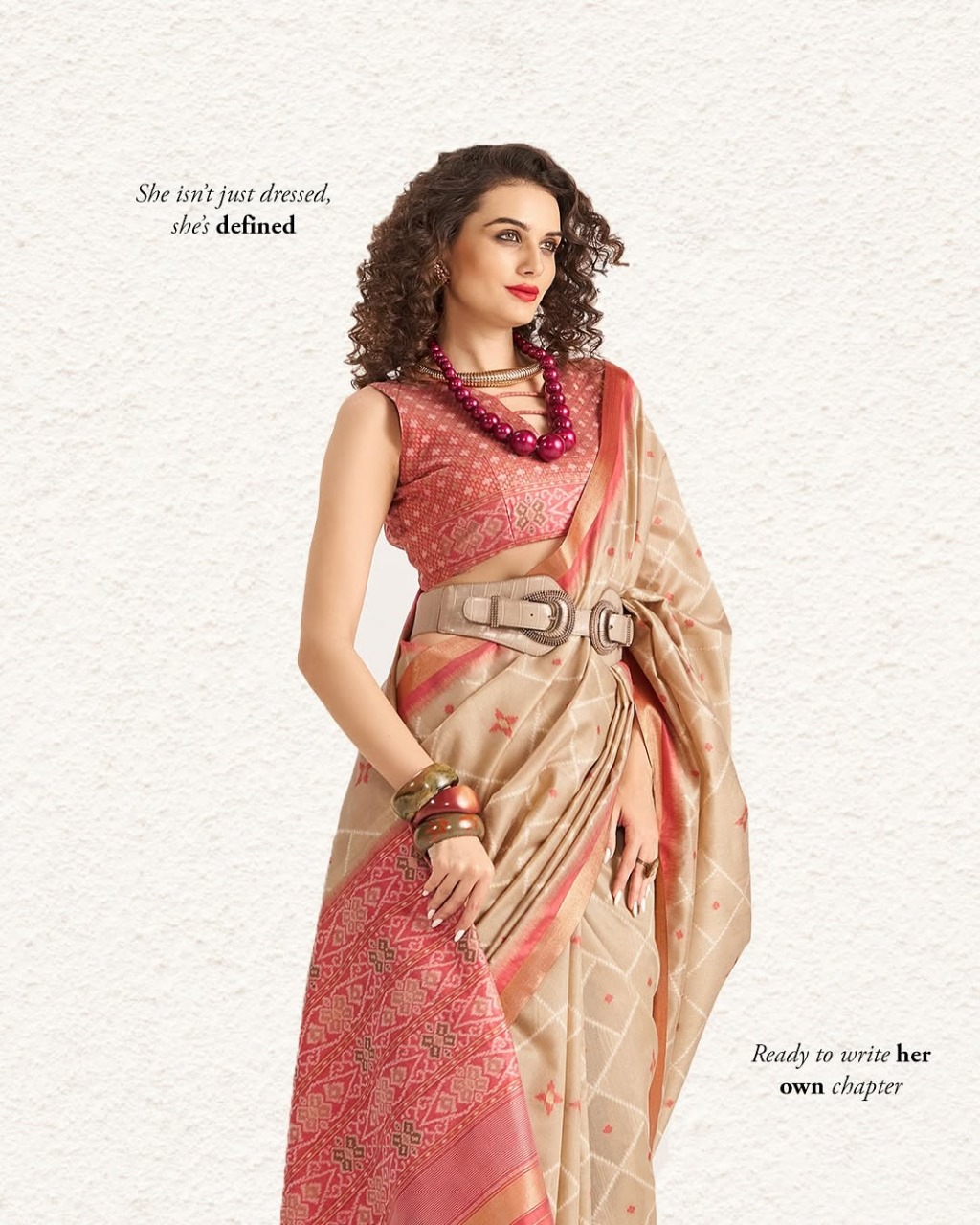 Cream Tussar Patan Patola All Over Jacquard Weaved Check Rich Pallu Border Saree