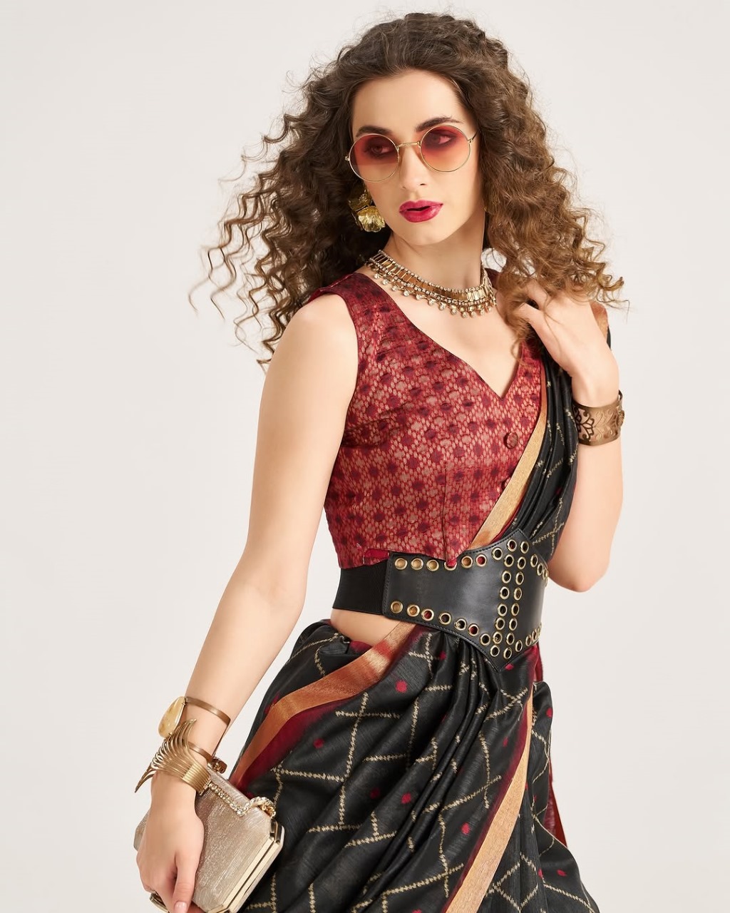 Black Tussar Patan Patola All Over Jacquard Weaved Check Rich Pallu Border Saree