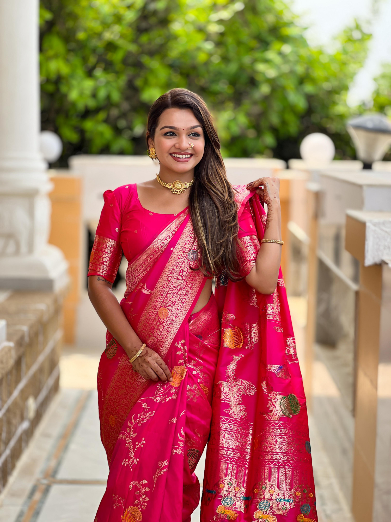 Raani Soft Banarasi Silk All Over Rich Zari Meenakari Weaved Body Pallu Border Saree