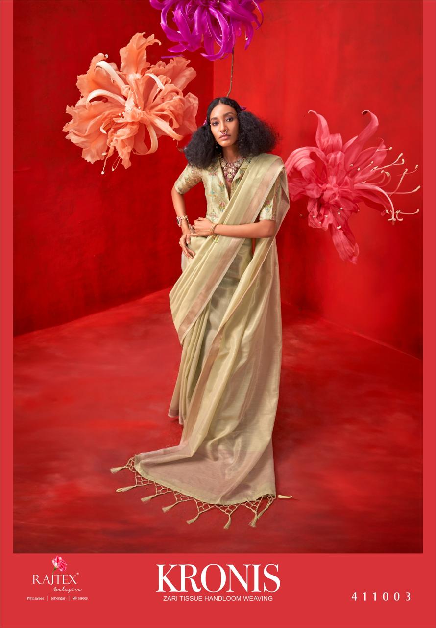 Pistachio Pure Handloom Tissue Silk Zari Weaved Saree With Blouse Piece