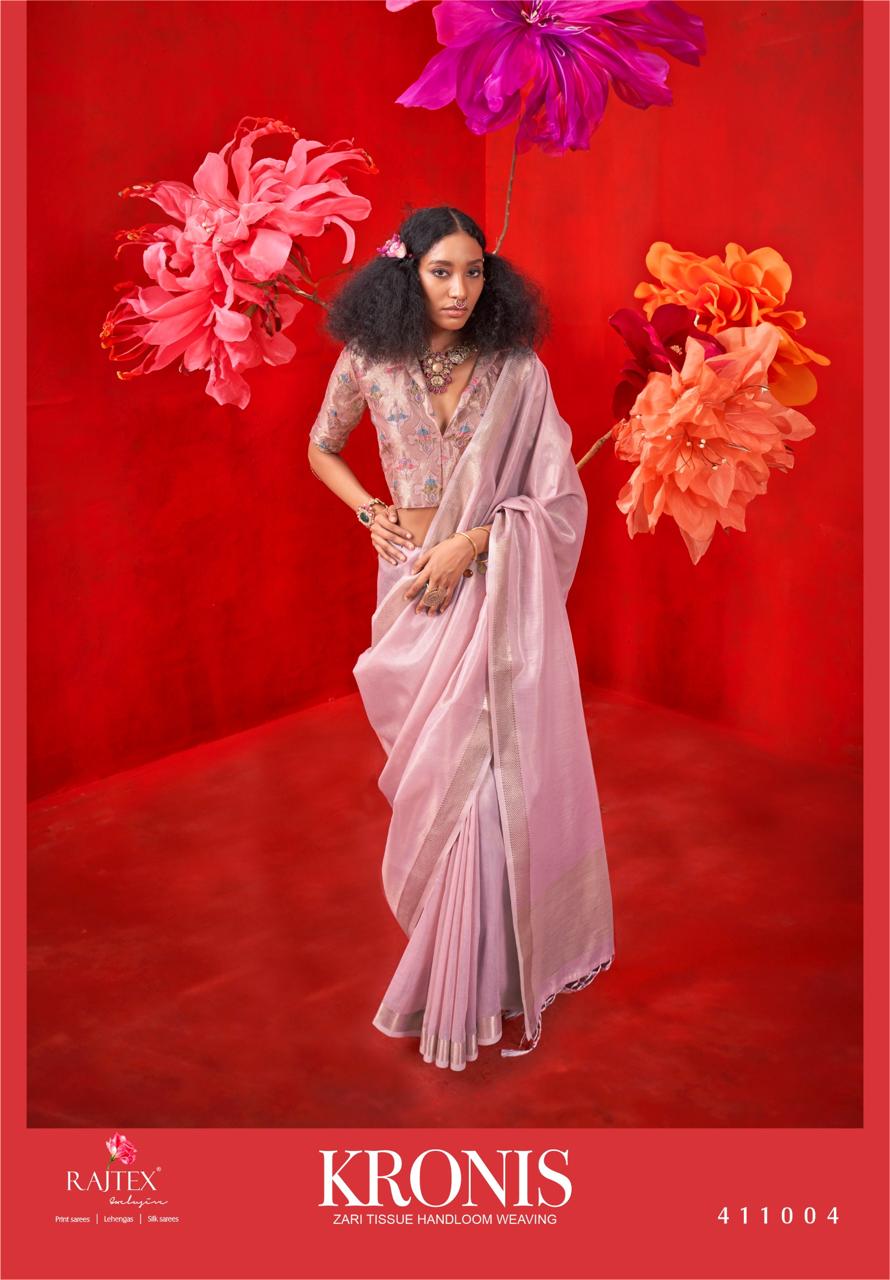 Purple Pure Handloom Tissue Silk Zari Weaved Saree With Blouse Piece