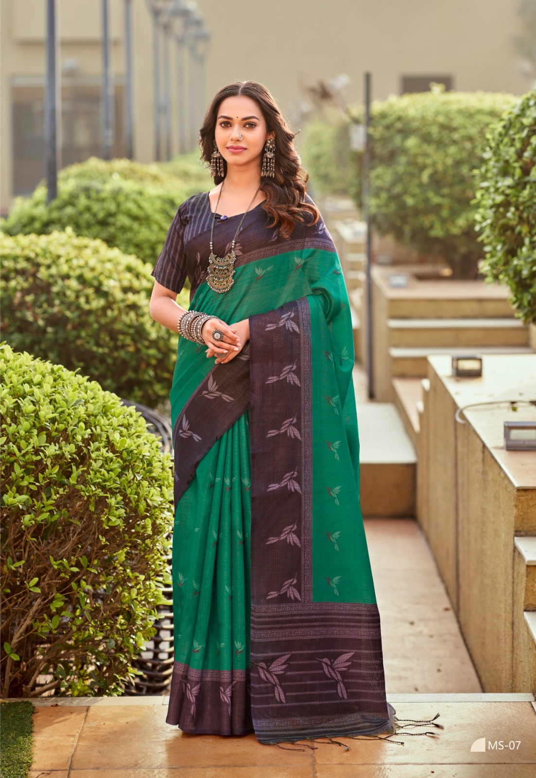 Jade Green Handloom Tissue Silk Resham Weaved Pallu Border Saree