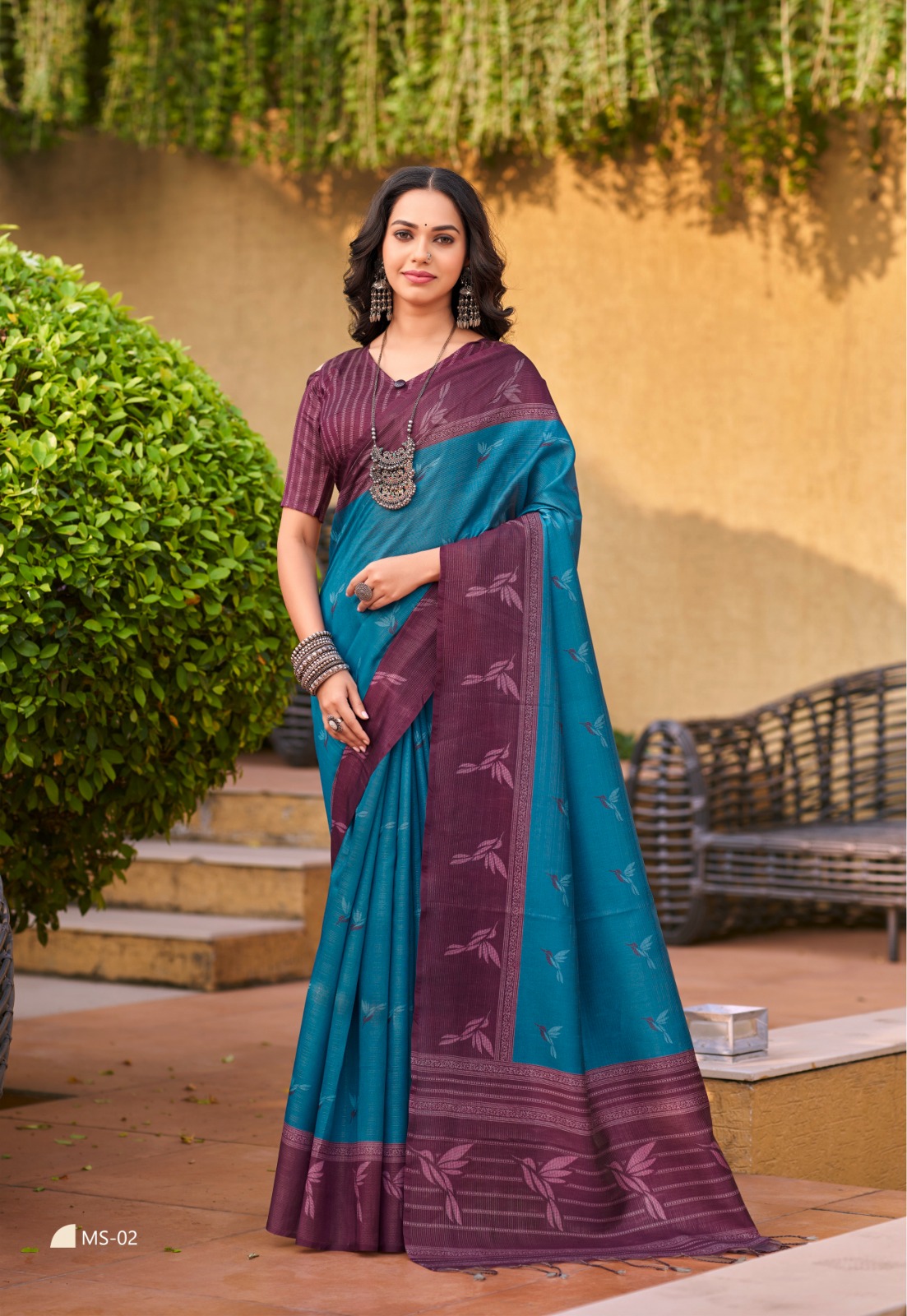 Teal Handloom Tissue Silk Resham Weaved Pallu Border Saree
