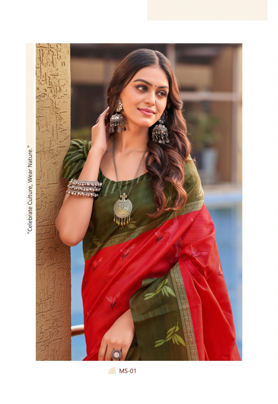 Red Handloom Tissue Silk Resham Weaved Pallu Border Saree