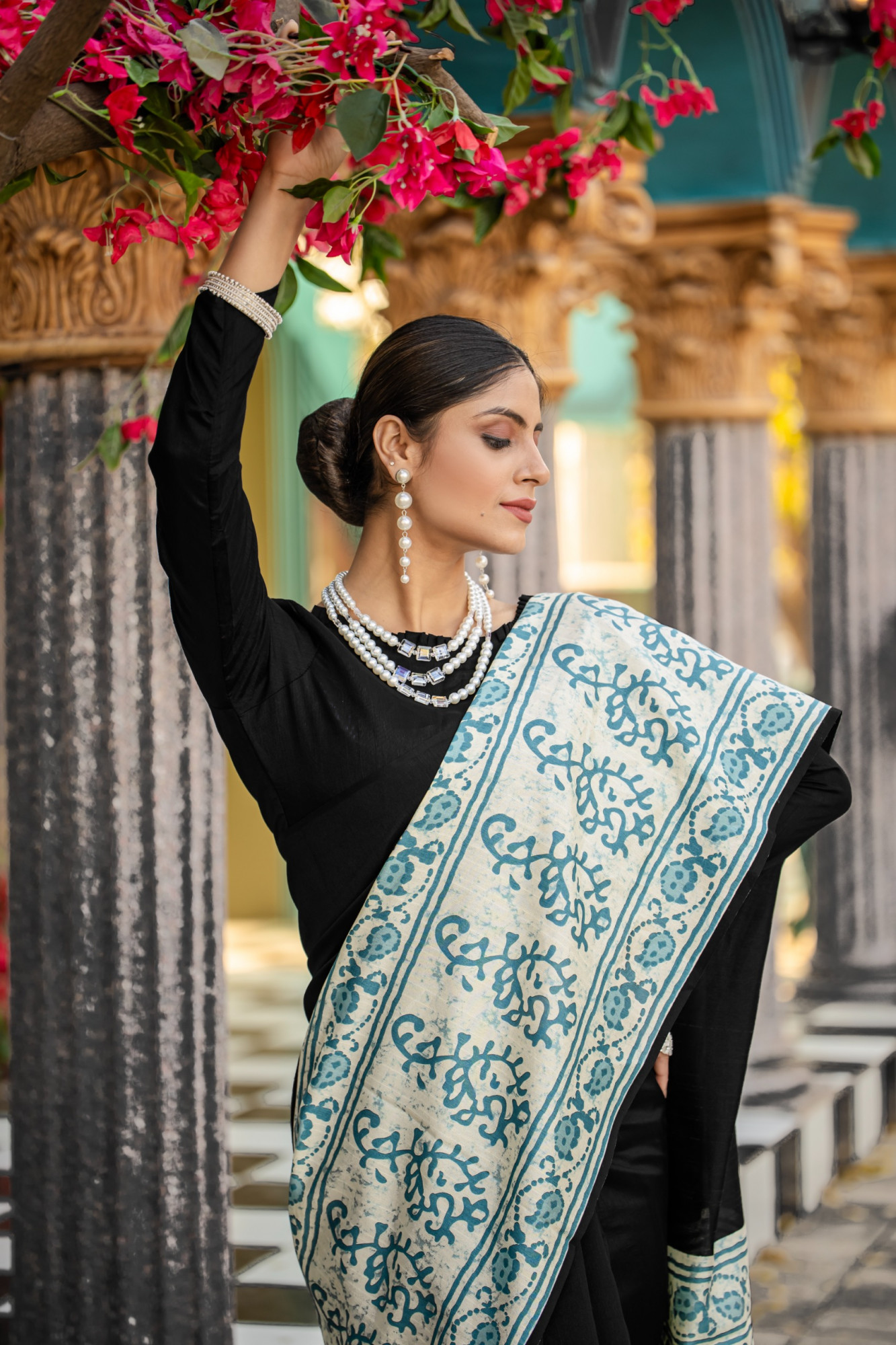 Black Bhagalpuri Cotton Digital Printed Saree