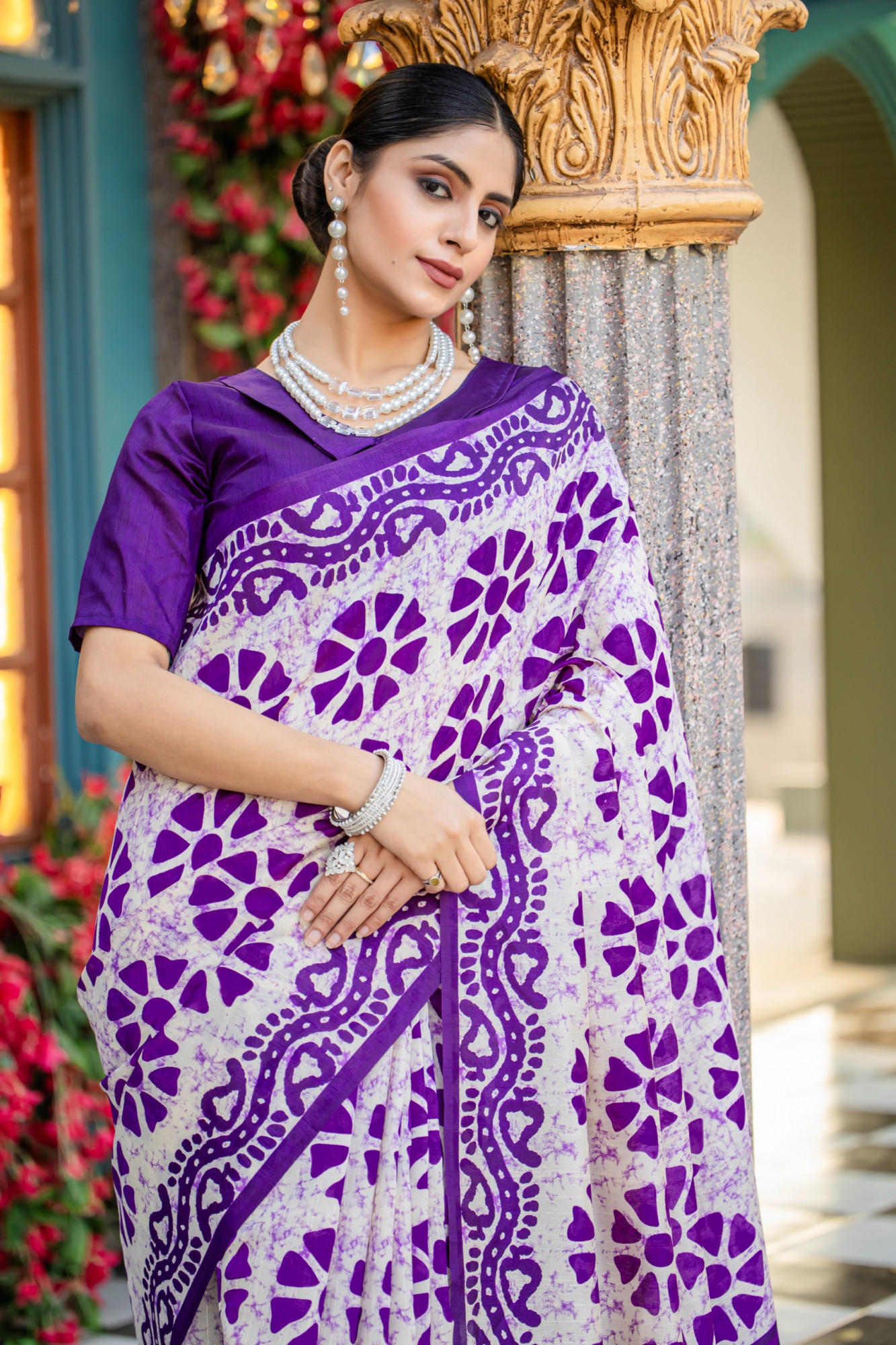 Purple Bhagalpuri Cotton Digital Printed Saree