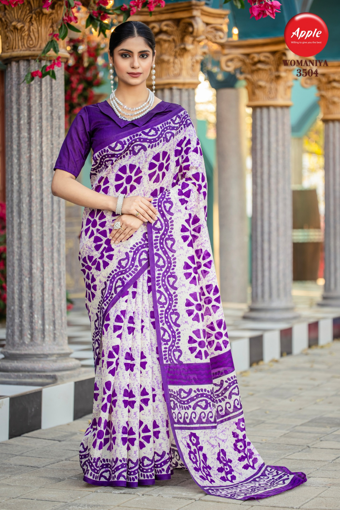 Purple Bhagalpuri Cotton Digital Printed Saree