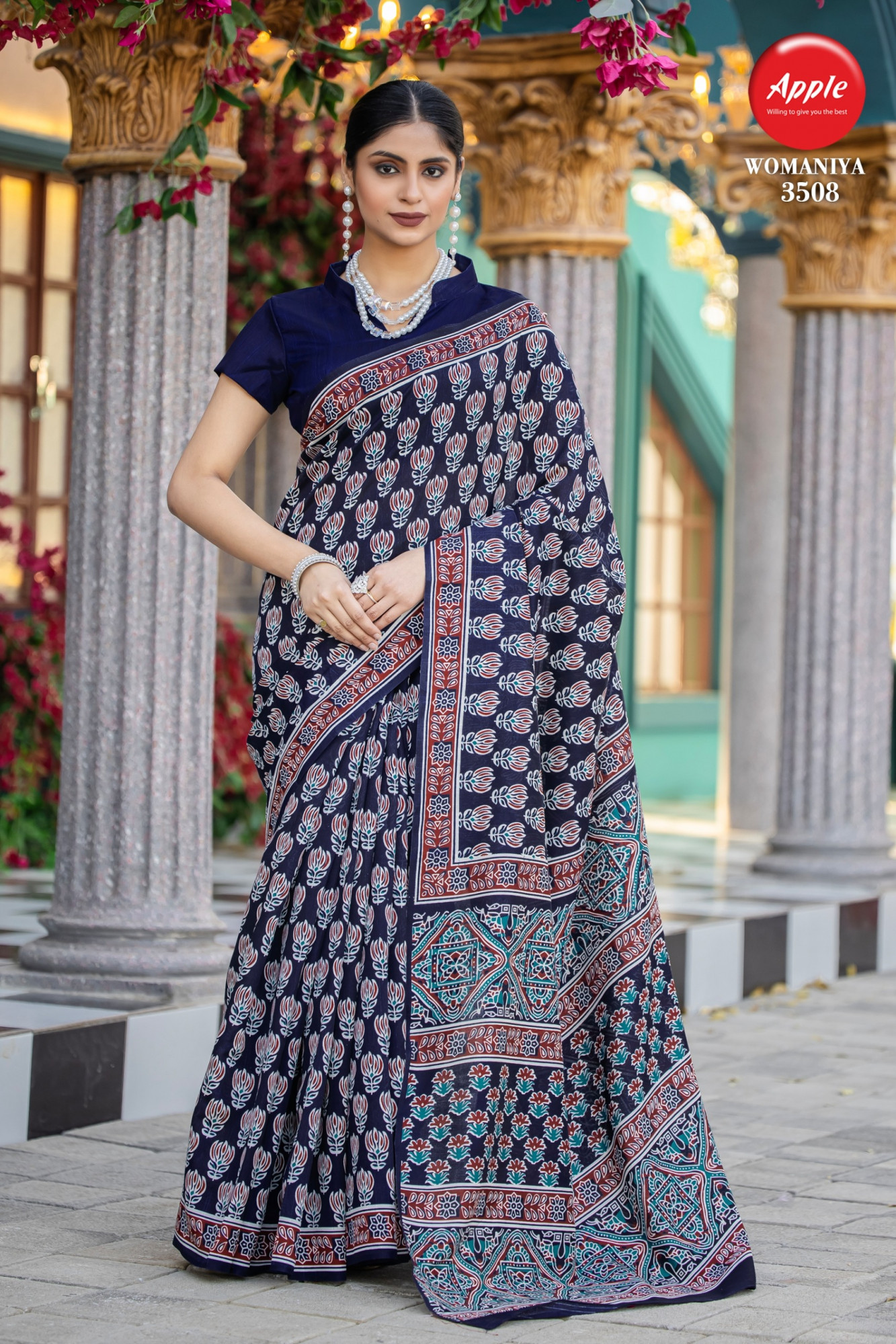 Blue Bhagalpuri Cotton Digital Printed Saree