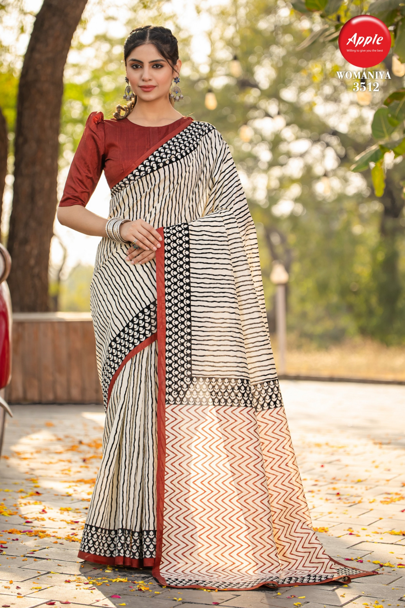 Cream Bhagalpuri Cotton Digital Printed Saree