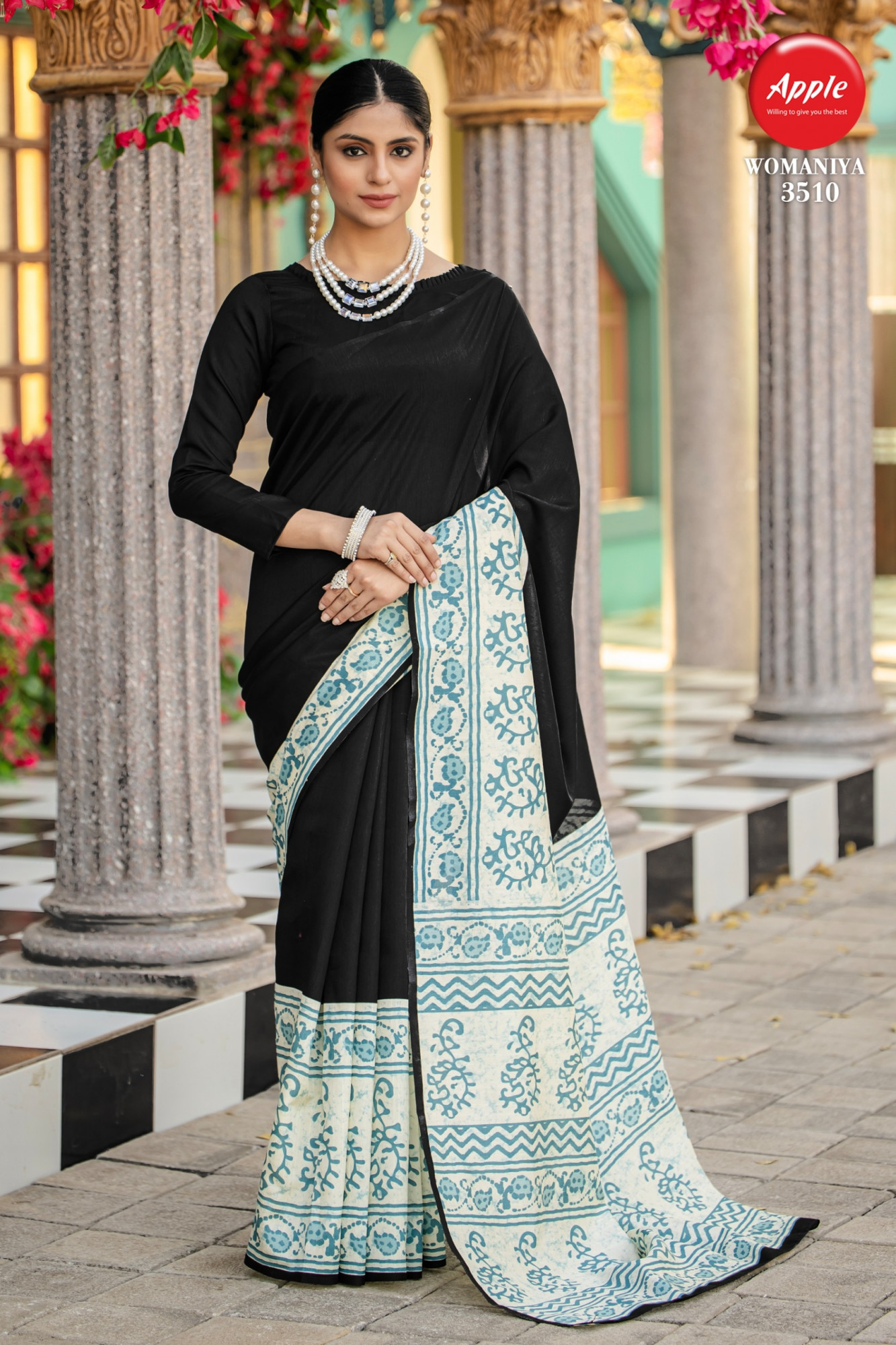 Black Bhagalpuri Cotton Digital Printed Saree
