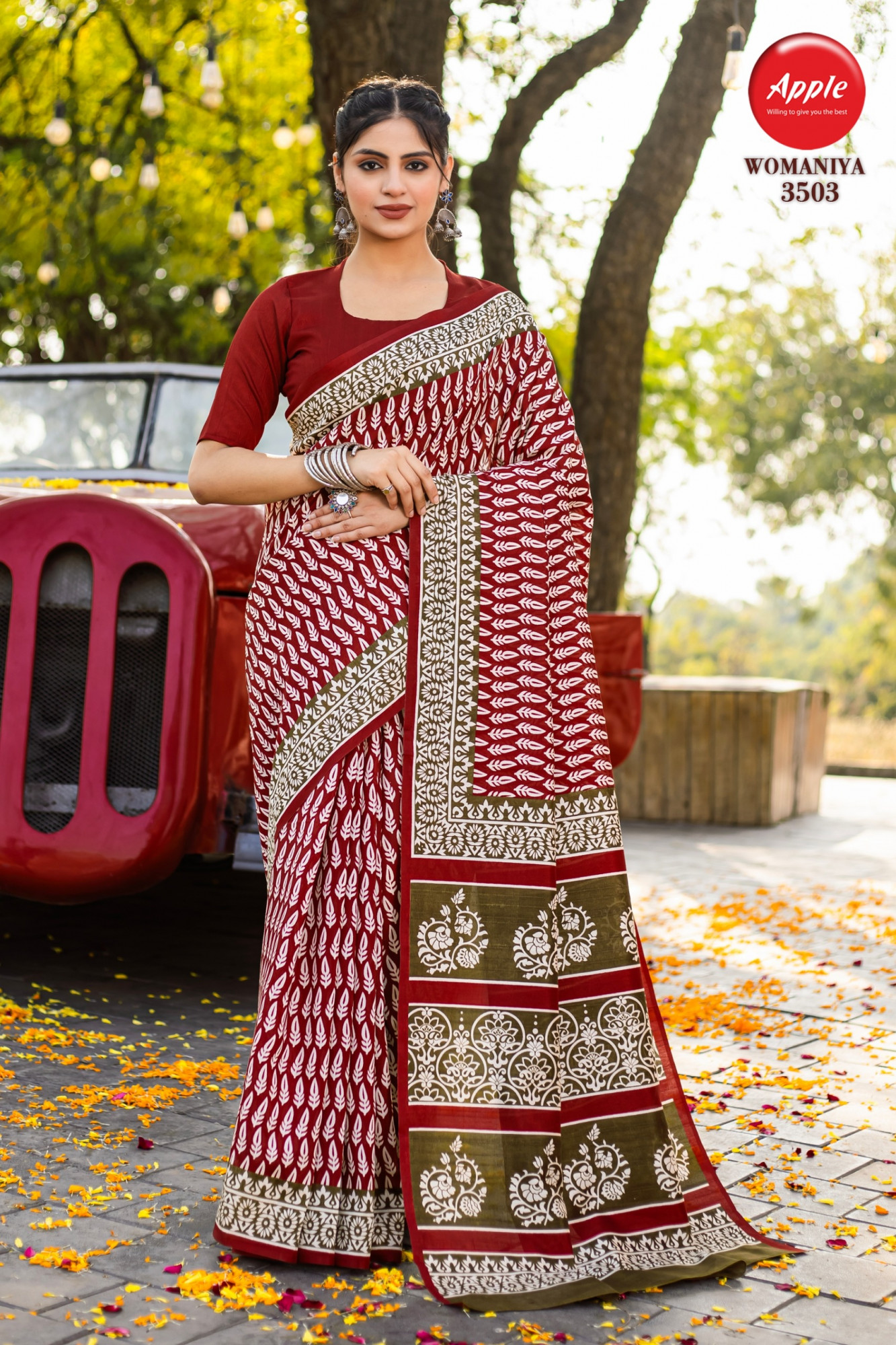 Maroon Bhagalpuri Cotton Digital Printed Saree